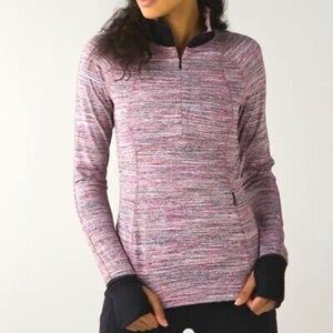 Lululemon Womens 6 Runderful 1/2 Zip Pullover Space Dye Camo Berry Long Sleeve